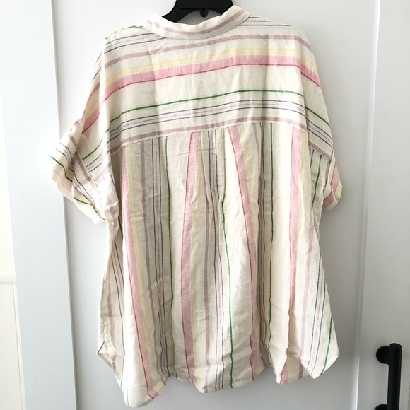 Madewell Linen Blend Rainbow Stripes Button Up Shirt 2X - Picture 4 of 11